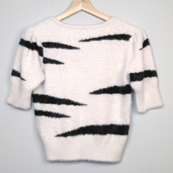 Michael Stars Honey Elbow Sleeve Pullover Sweater White Black Stripe V Size XS - Picture 6 of 13
